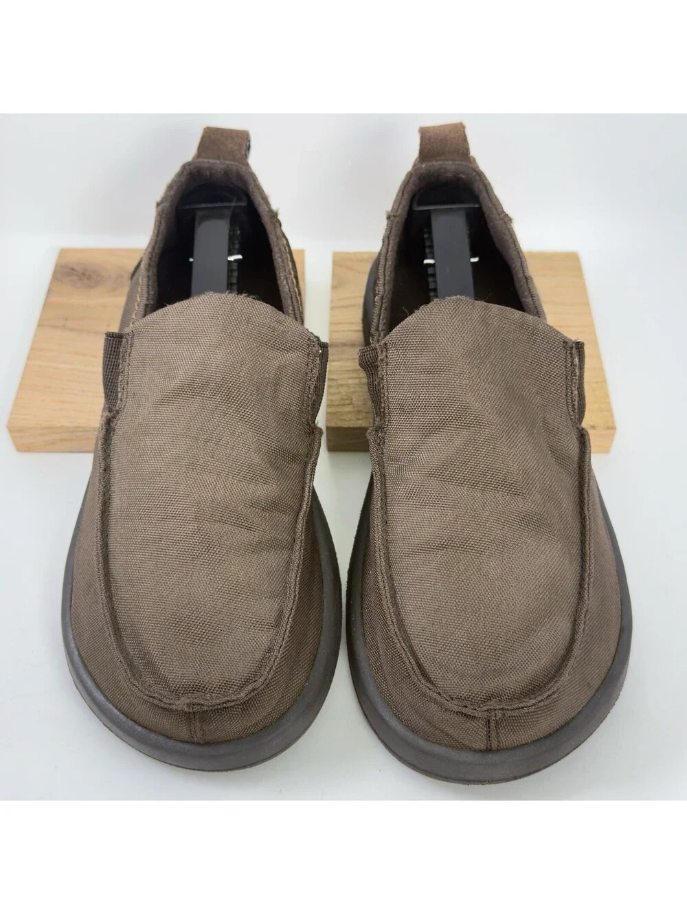 Sanuk Sidewalk Surfer Slip On Shoes Men 7 Brown Canvas Casual Loafers Comfort